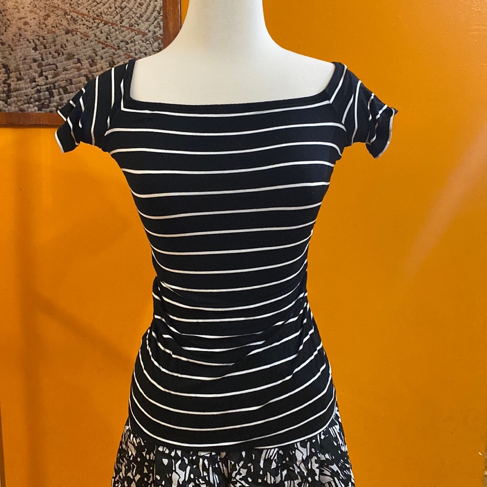 Xxs White house black market Striped Ruched waist top - Picture 1 of 4